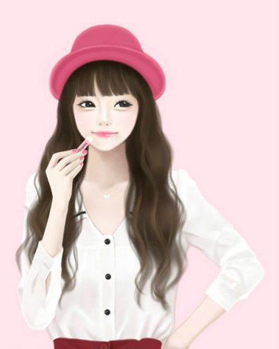 395x494 I Only Like Some Elements Of This Painting Or Drawing Art - Korean Cartoon Girl Drawing