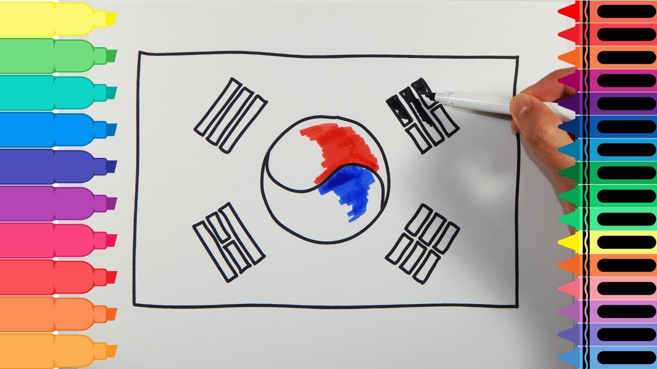 1280x720 how to draw south korea flag - Korean Flag Drawing