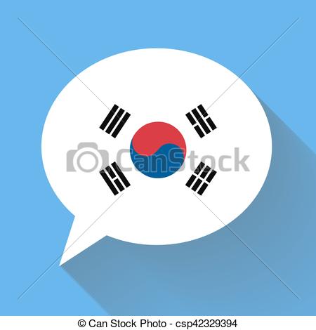 450x470 white speech bubble with korea flag on blue background korean - Korean Flag Drawing