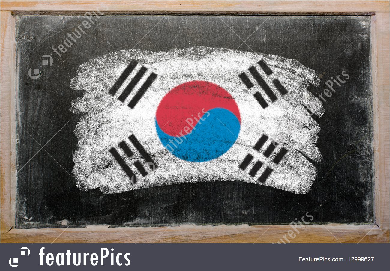 1300x904 flags flag of south korea on blackboard painted with chalk - Korean Flag Drawing