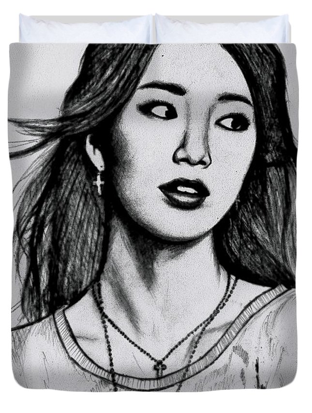 645x853 Korean Girls Duvet Cover For Sale - Korean Girl Drawing