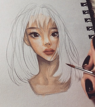 320x363  - Korean Girl Drawing