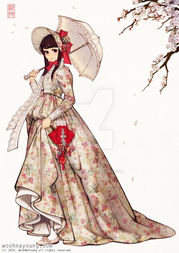 600x848 korean style floral pleated skirt - Korean Style Drawing