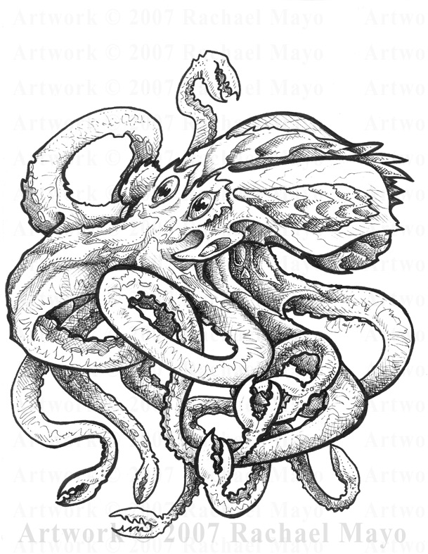 609x787 Kraken Drawing For Free Download - Kraken Drawing