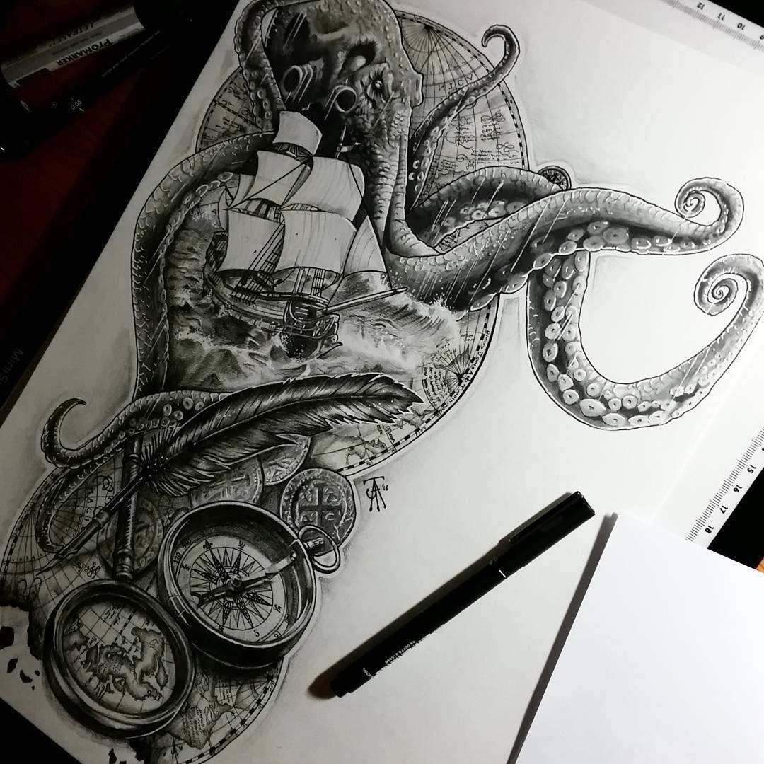 1080x1080 James Alex Turpin Complete! Kraken So Yes Fun To Have - Kraken Drawing