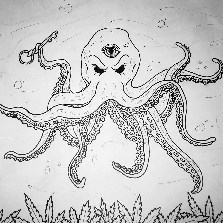 900x899 The Kraken Drawing - Kraken Drawing