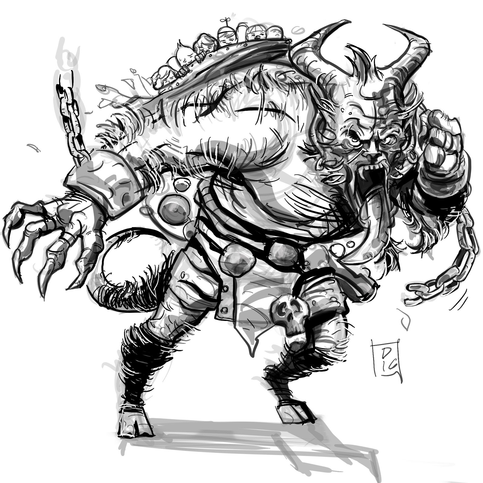 1600x1600 Krampus Christmas Drawing Illustrationampdesign - Krampus Drawing