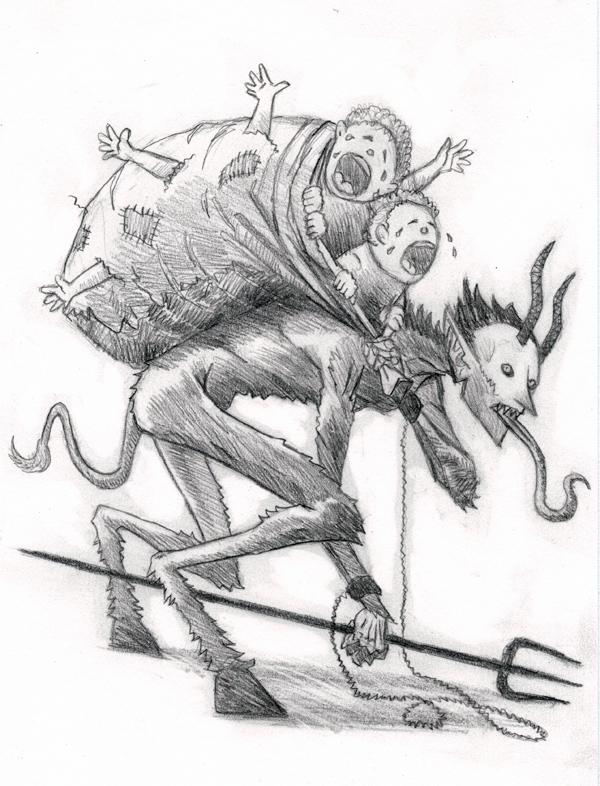 600x786 krampus drawing divine mania - Krampus Drawing