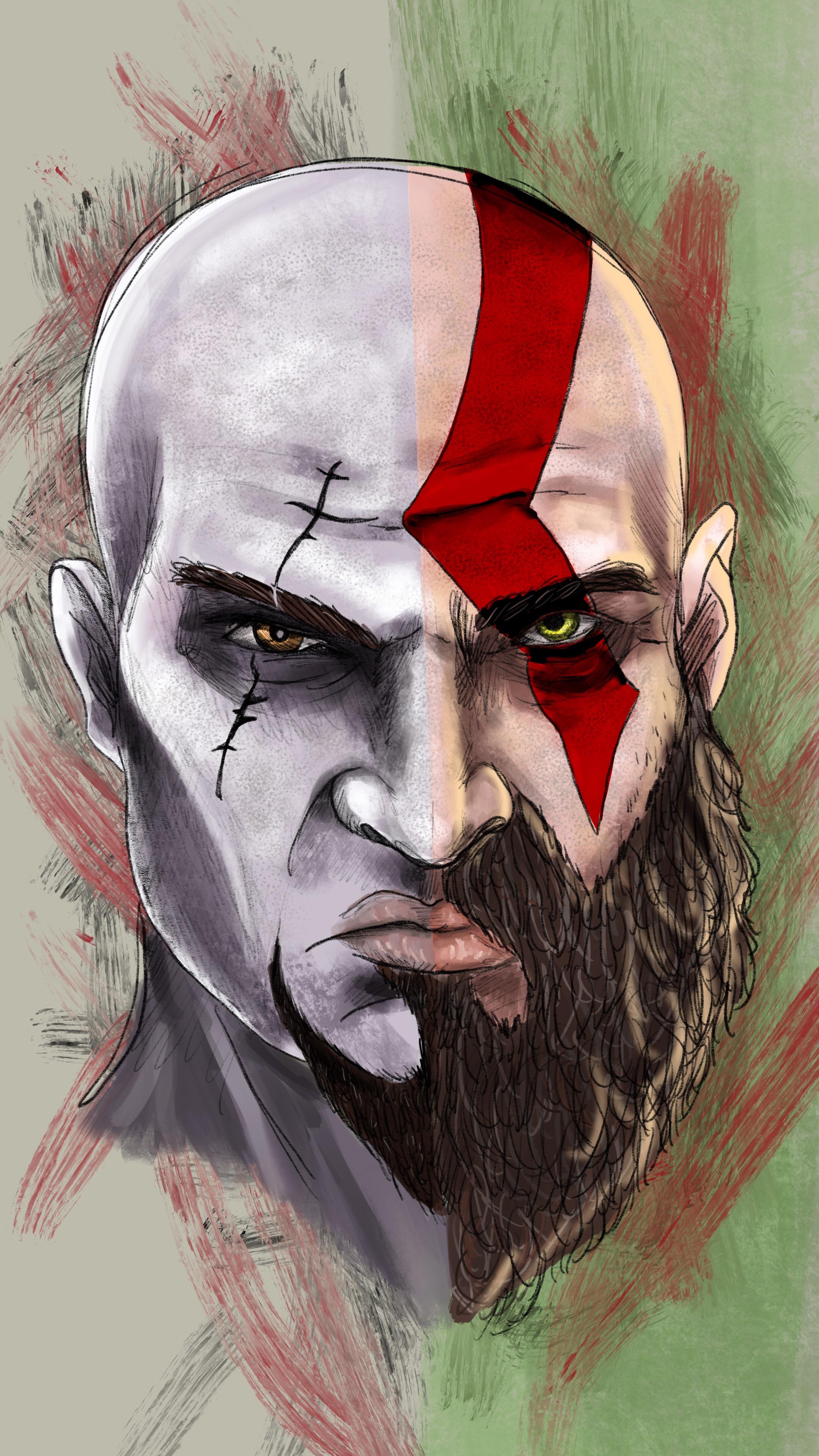2160x3840 i've been watching my bf play god of war and decided to draw - Kratos Drawing