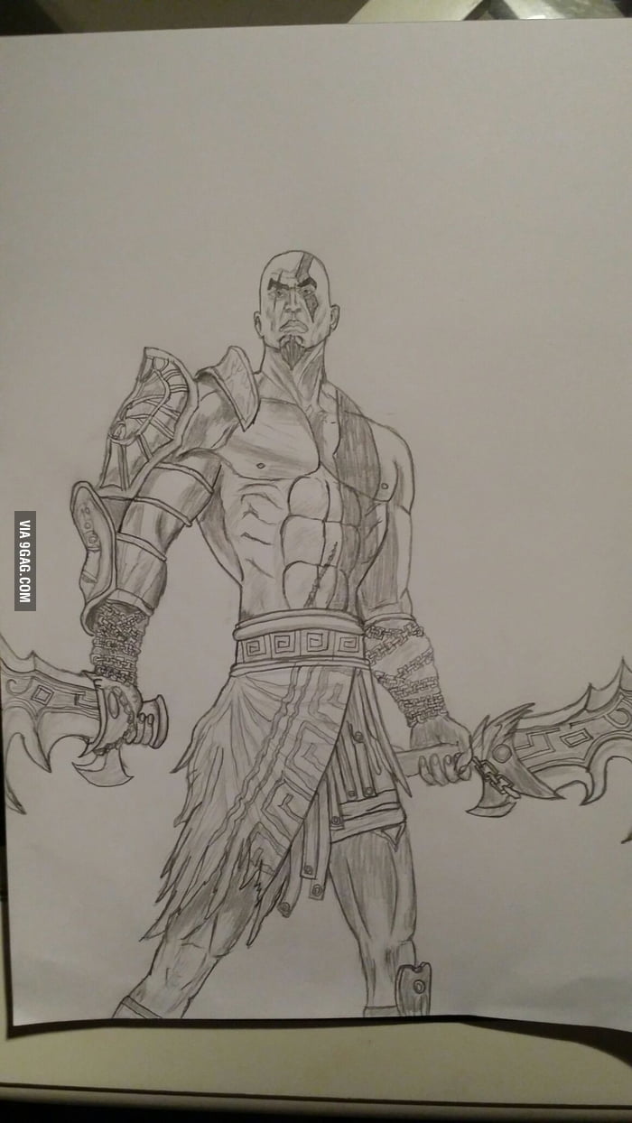 700x1244 My First Drawing In Years! Kratos From God Of War Thought You - Kratos Drawing