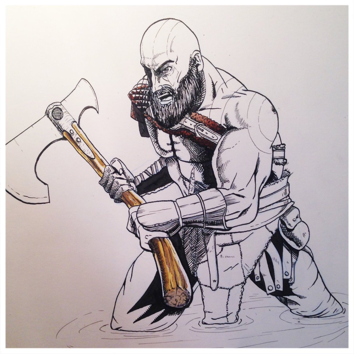 1200x1200 Robert Volkmer On Twitter Inks Of The Kratos Drawing I Did - Kratos Drawing