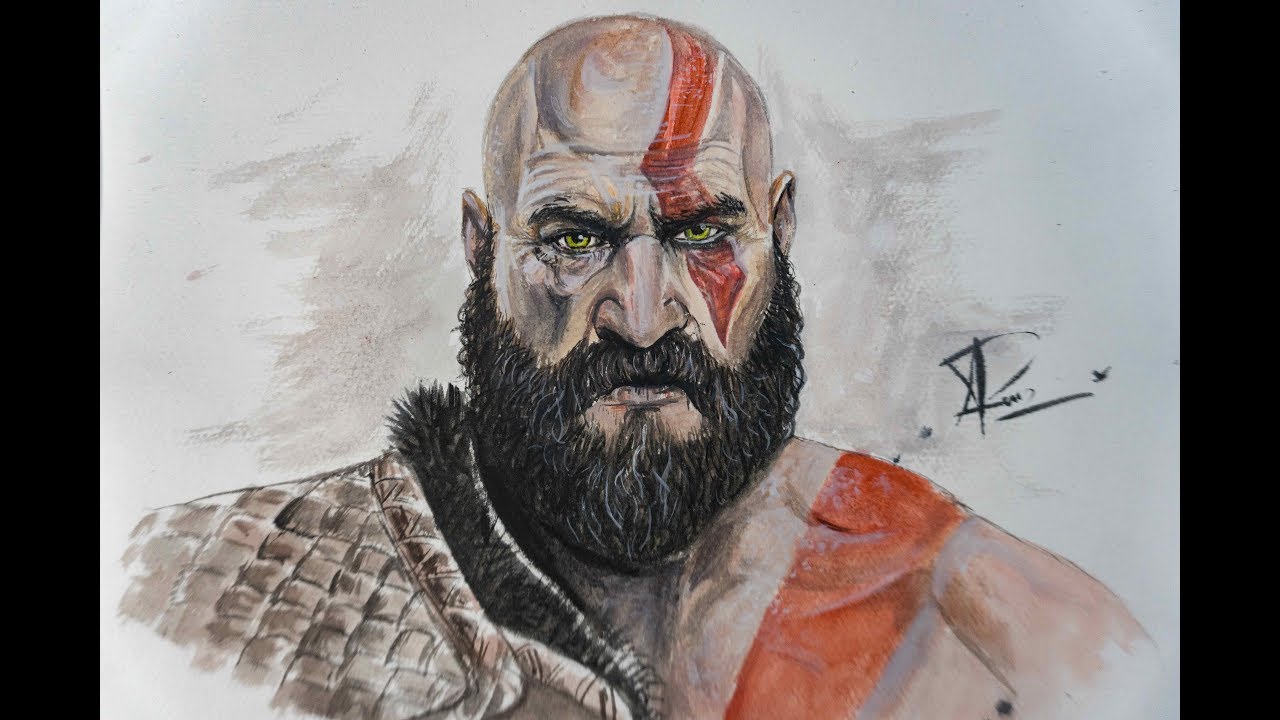 1280x720 Drawing Kratos God Of War Qp Games - Kratos Drawing