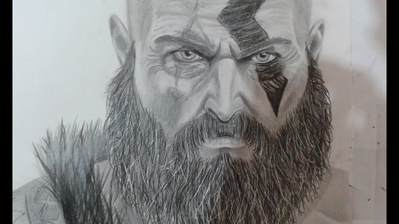 1280x720 Drawing Kratos From God Of War - Kratos Drawing