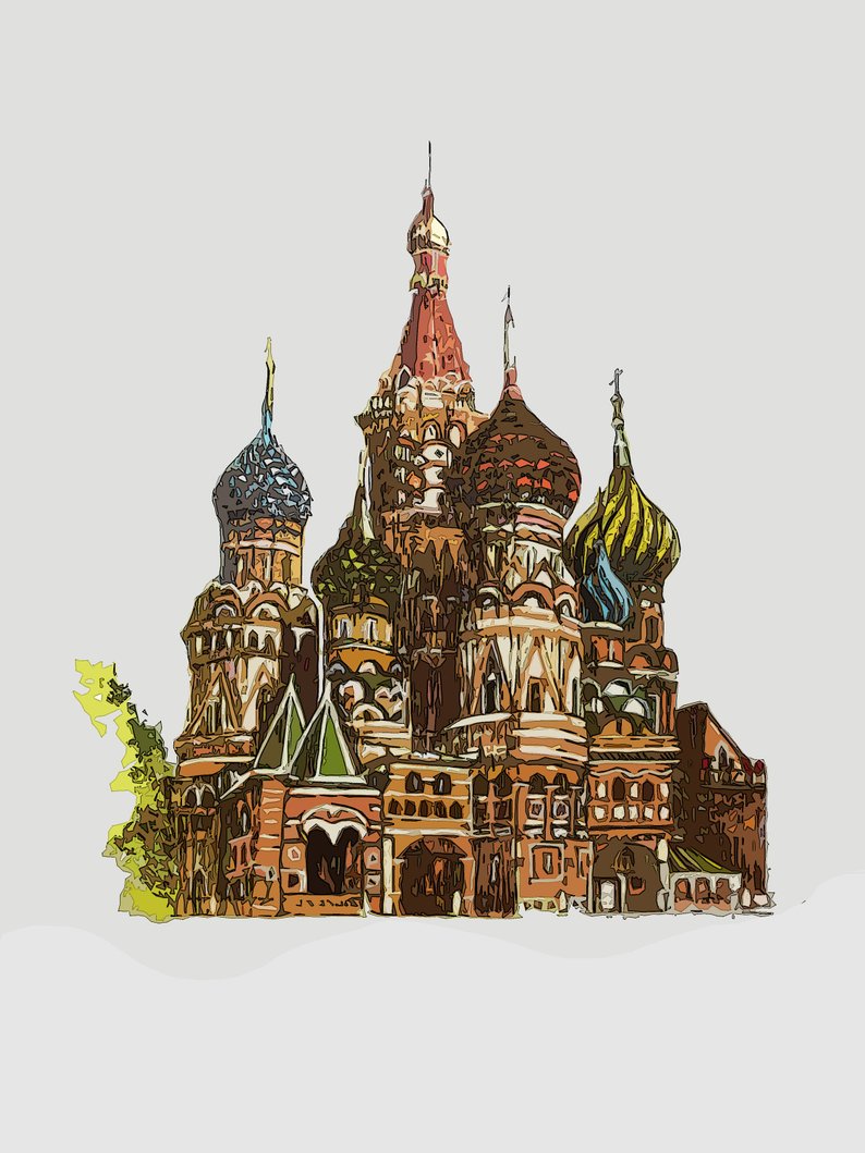 794x1059 kremlin russia print from my original drawing in mixed media etsy - Kremlin Drawing