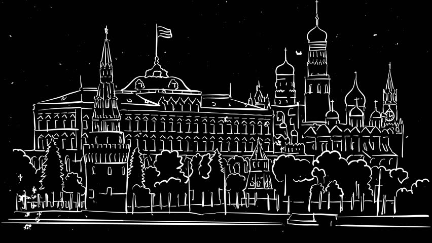 852x480 moscow kremlin outline time lapse stock footage video - Kremlin Drawing