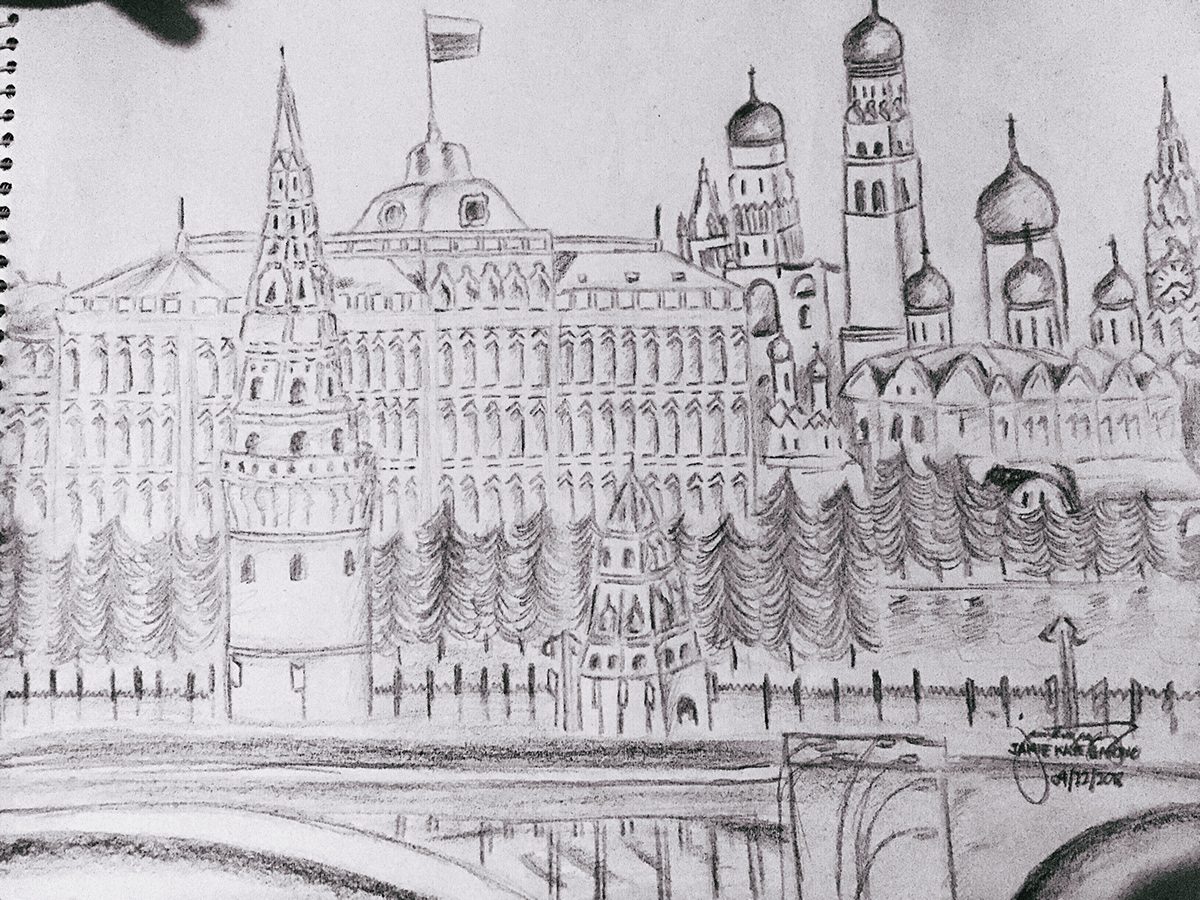 1200x900 moscow kremlin sketch on pantone canvas gallery - Kremlin Drawing