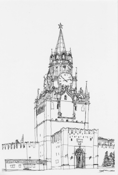 400x591 spaasky tower, kremlin - Kremlin Drawing