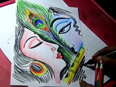 480x360 How To Draw Lord Radha Krishna Drawing - Krishna Drawing