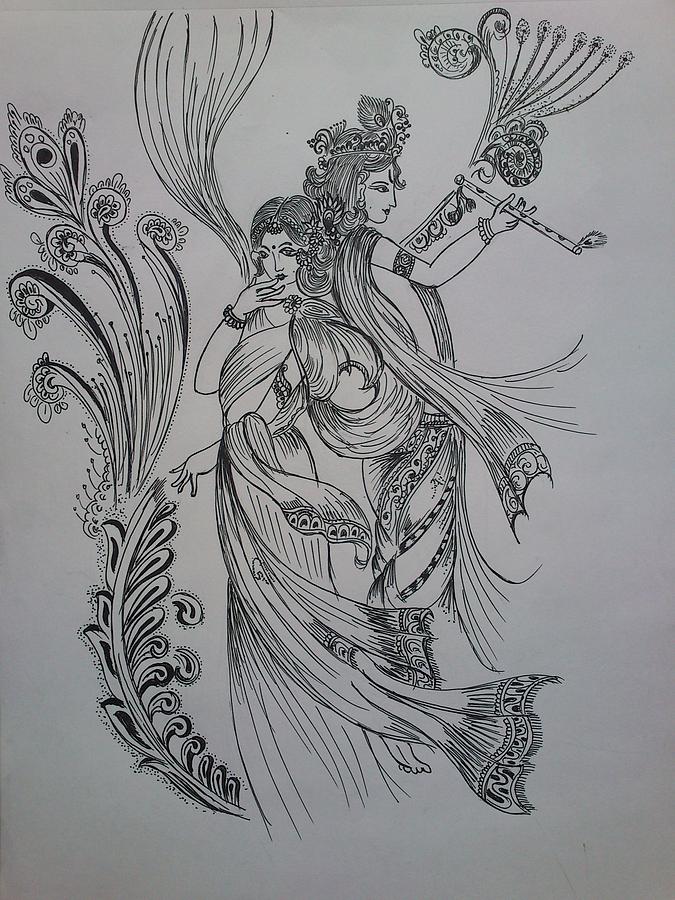 675x900 Lord Krishna Drawing - Krishna Drawing