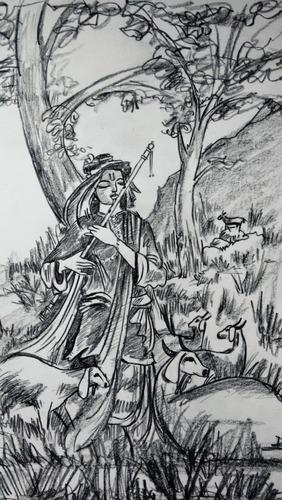 282x500 Hand Drawing Sketches - Krishna Drawing
