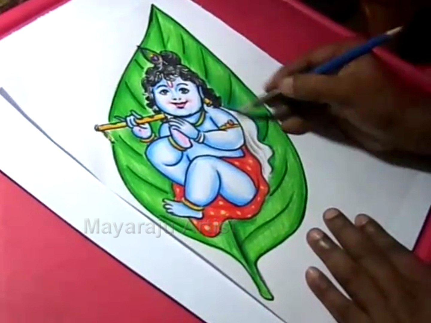 1440x1080 How To Draw Leaf Little Krishna Drawing For Kids Step - Krishna Drawing