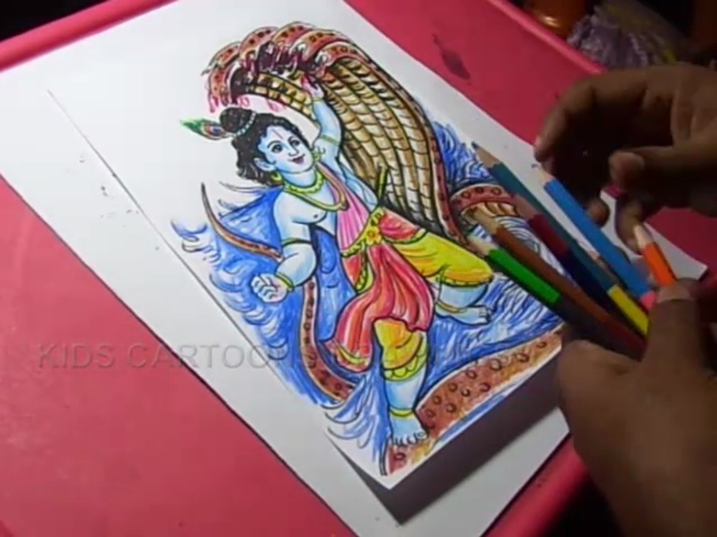 1440x1080 How To Draw Lord Krishna Kills Snake Drawing - Krishna Drawing