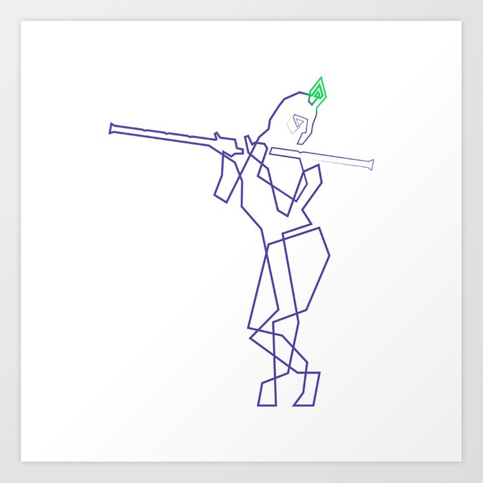 700x700 Krishna Line Art Print - Krishna Line Drawing