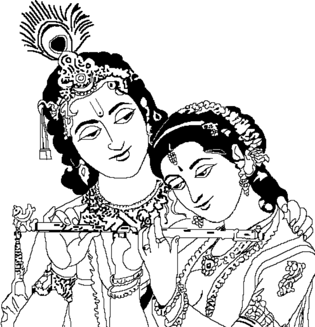 1240x1288 Radha And Krishna Pencil Sketches A Mythology Blog - Krishna Line Drawing