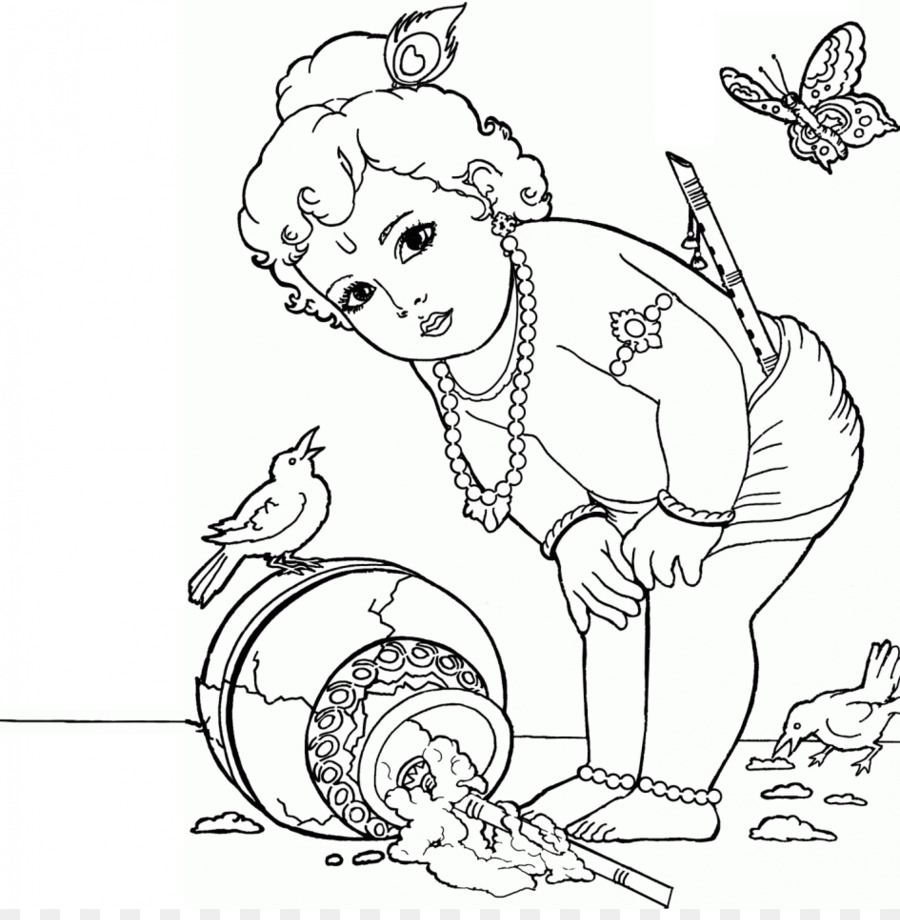 900x920 Radha Krishna Face Sketch - Krishna Line Drawing