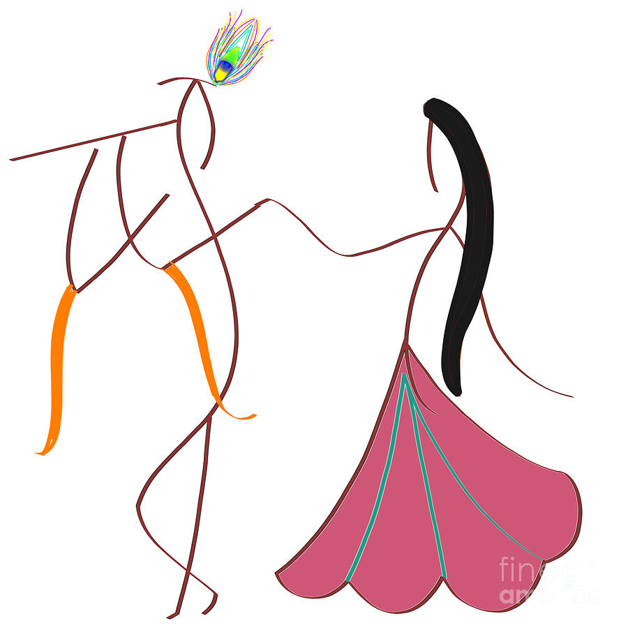 900x900 Radha Krishna Digital Art - Krishna Line Drawing