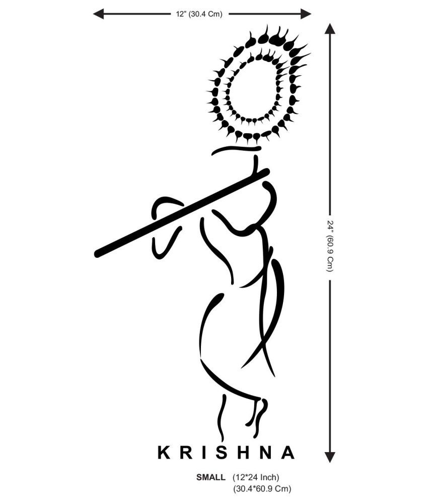 850x995 Wallskart Krishna Fine Line Art Vinyl Wall Stickers - Krishna Line Drawing