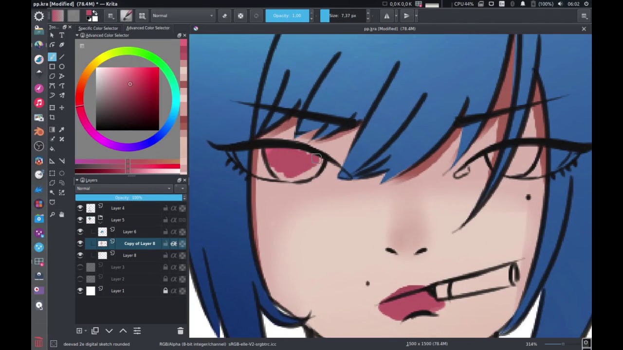 1280x720 simple anime drawing with krita - Krita Drawing