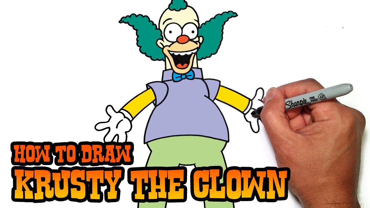 1280x720 how to draw krusty the clown video lesson - Krusty The Clown Drawing