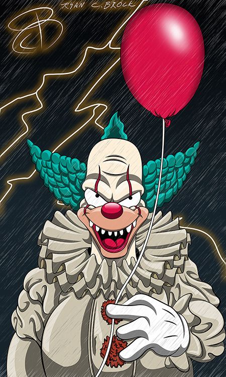 450x749 krusty as pennywise the clown illustration the simpsons, homer - Krusty The Clown Drawing