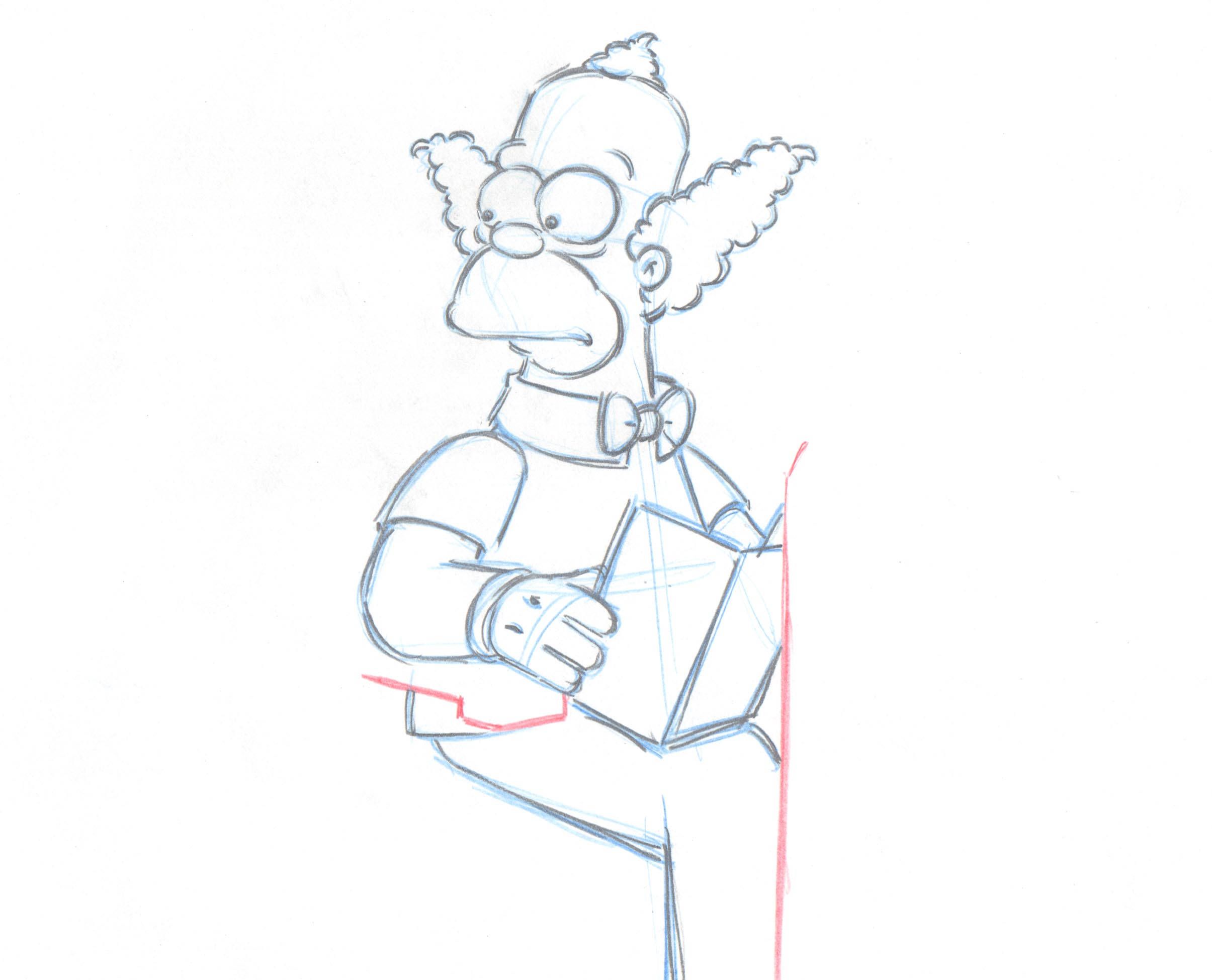2410x1948 the simpsons krusty the clown original animation cel layout - Krusty The Clown Drawing