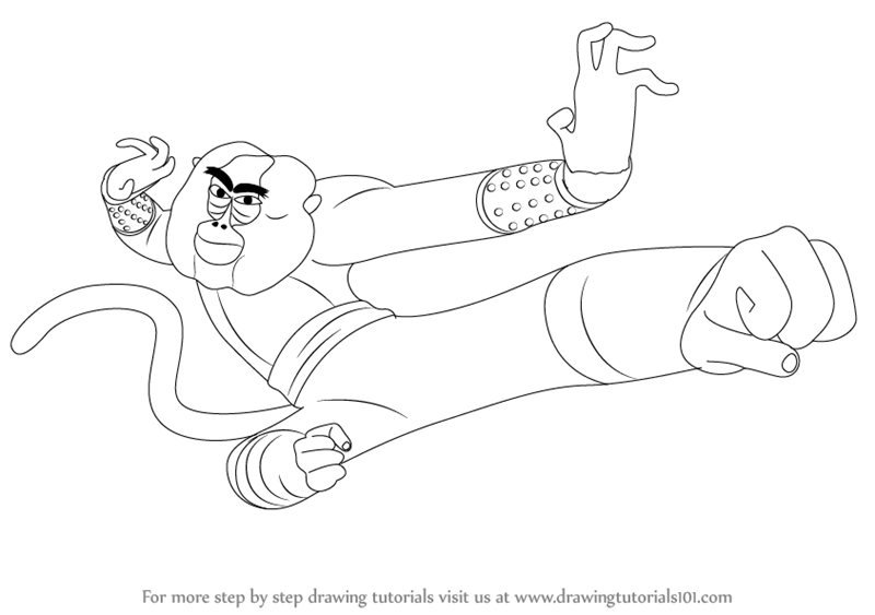 800x563 Learn How To Draw Monkey From Kung Fu Panda - Kung Fu Drawing