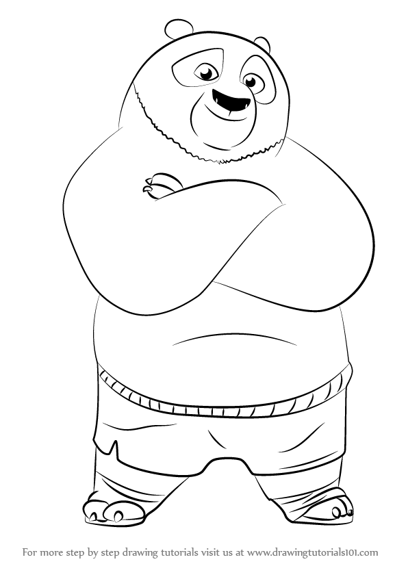 596x843 Learn How To Draw Po From Kung Fu Panda - Kung Fu Drawing