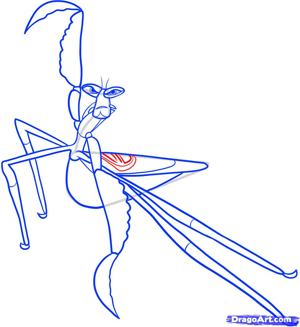 964x1051 Draw Mantis, Master Mantis, Kung Fu Panda, Step - Kung Fu Drawing
