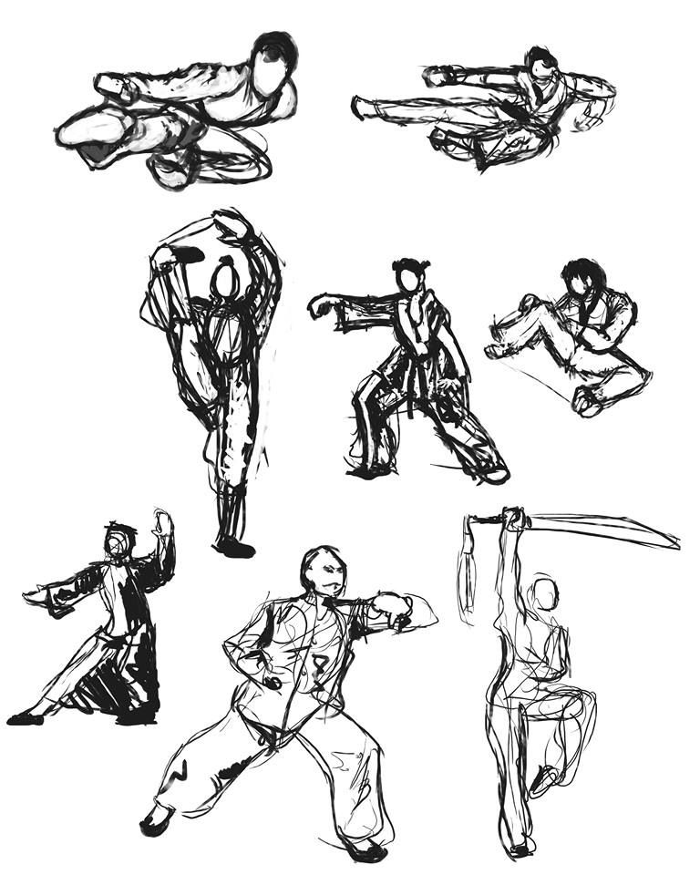 768x960 Gesture Sketches Bagua Zhang, Kung Fu, Tai Chi, Etc - Kung Fu Drawing