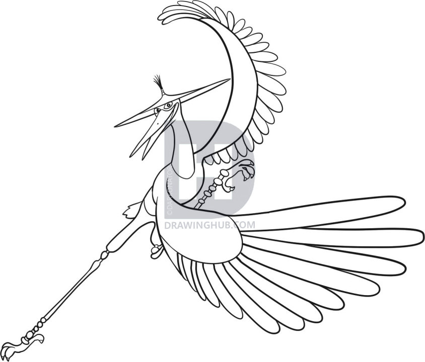 844x720 How To Draw Crane, Master Crane, Kung Fu Panda, Step - Kung Fu Drawing