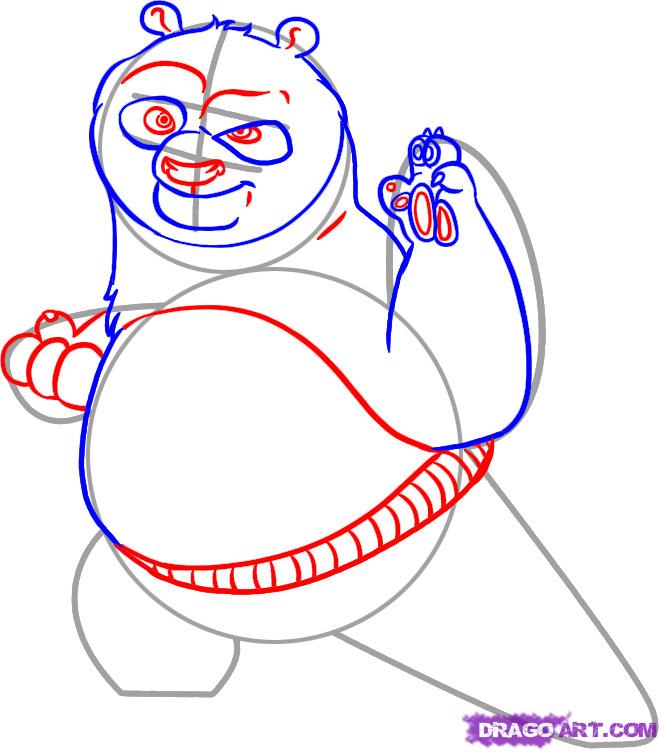 662x752 how to draw kung fu panda, step - Kung Fu Panda Drawing