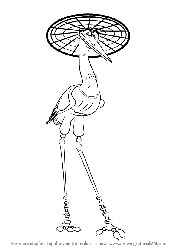 596x842 learn how to draw crane from kung fu panda - Kung Fu Panda Drawing