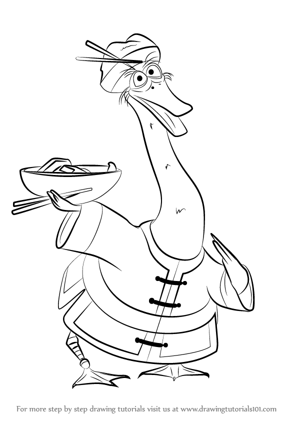 596x842 learn how to draw mr ping from kung fu panda - Kung Fu Panda Drawing