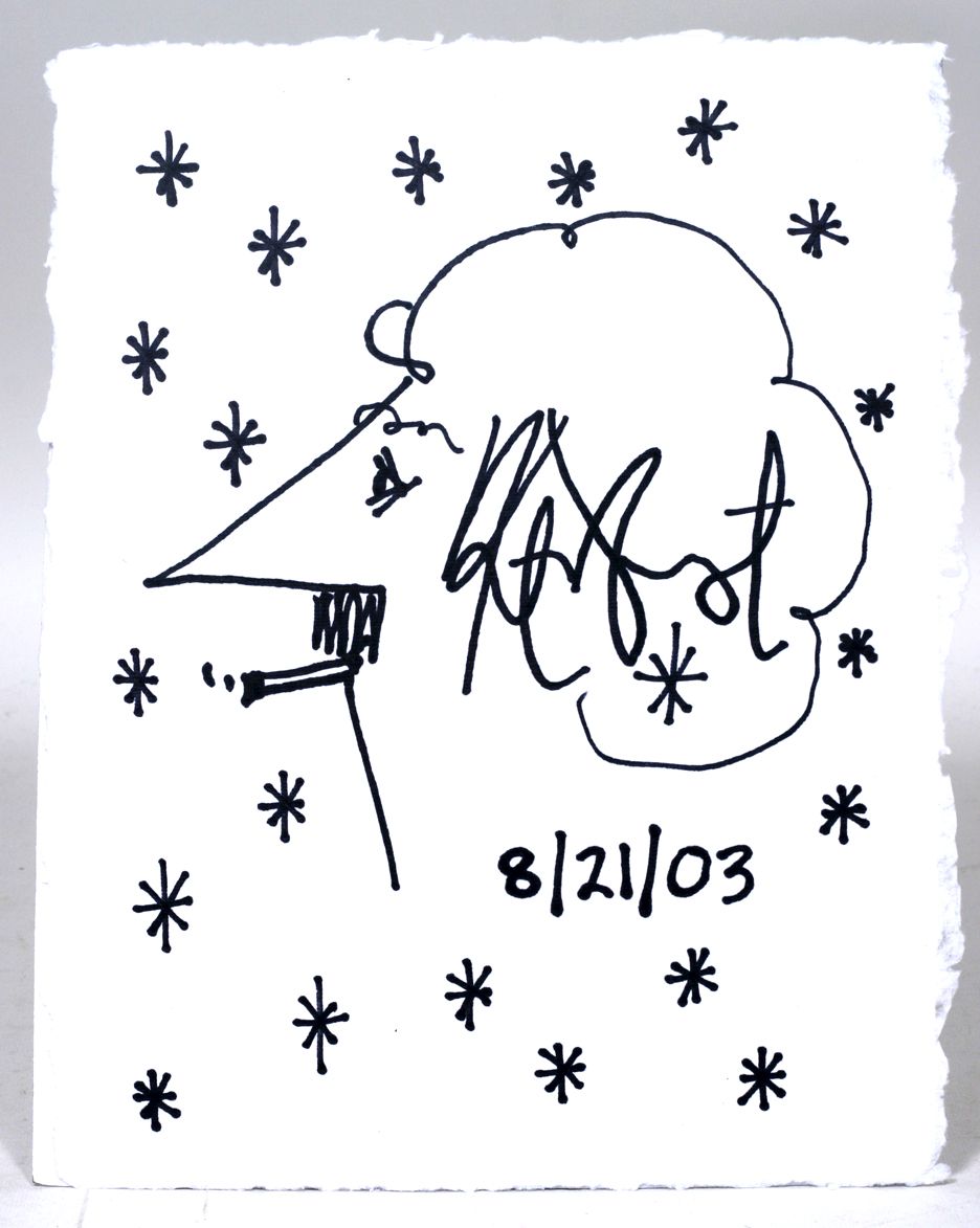 936x1173 ink self portrait drawing with signature kurt vonnegut jr - Kurt Vonnegut Drawings