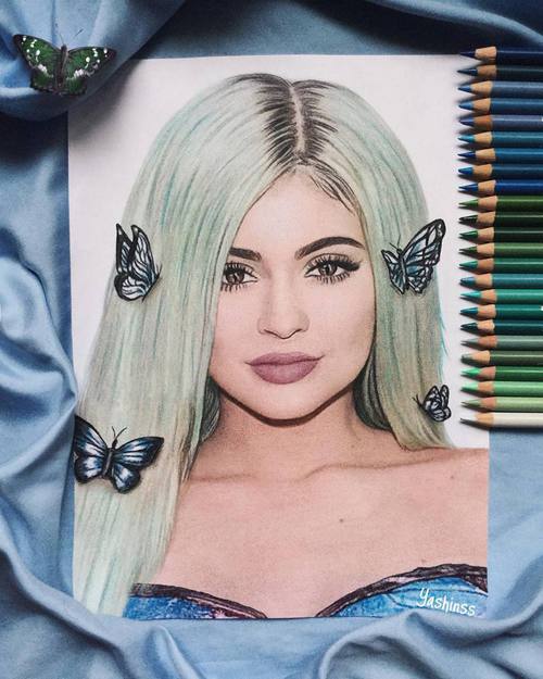 500x625 draw photo - Kylie Jenner Drawing