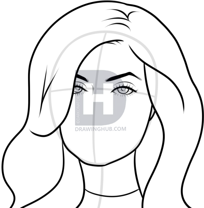 706x720 how to draw kylie jenner, step - Kylie Jenner Drawing