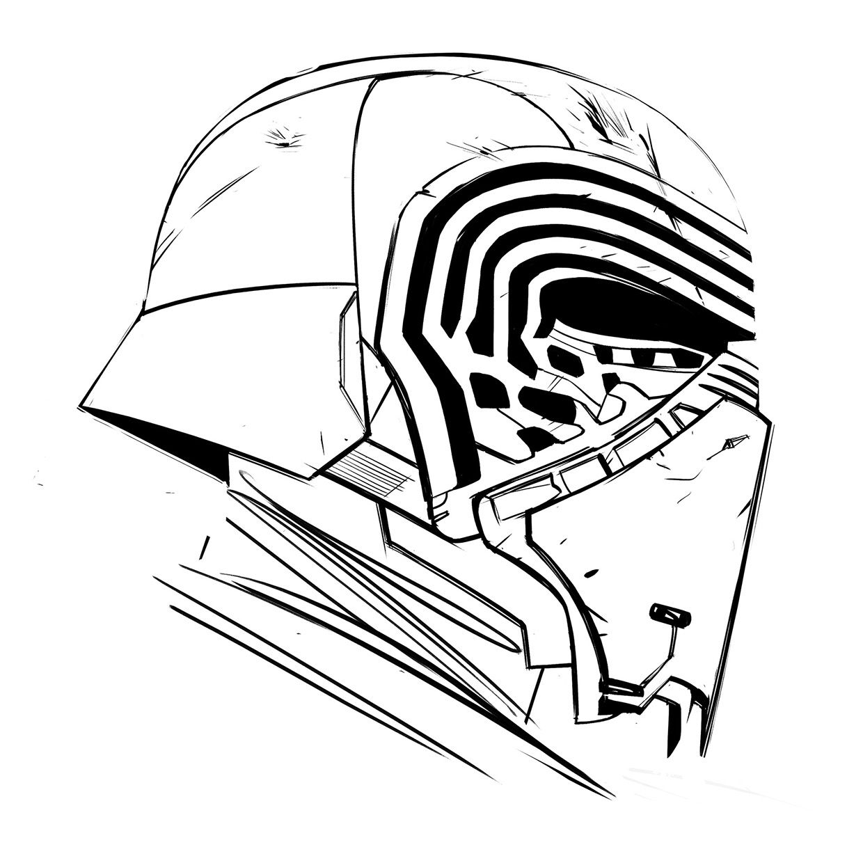 Kylo Ren Helmet Drawing At Paintingvalley.com 