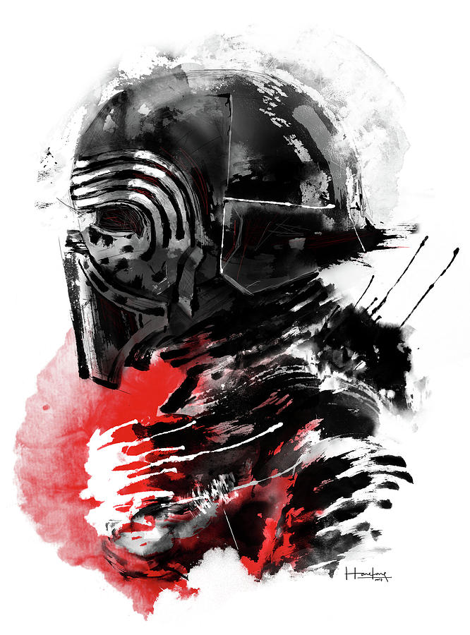 666x900 kylo ren painting - Kylo Ren Helmet Drawing