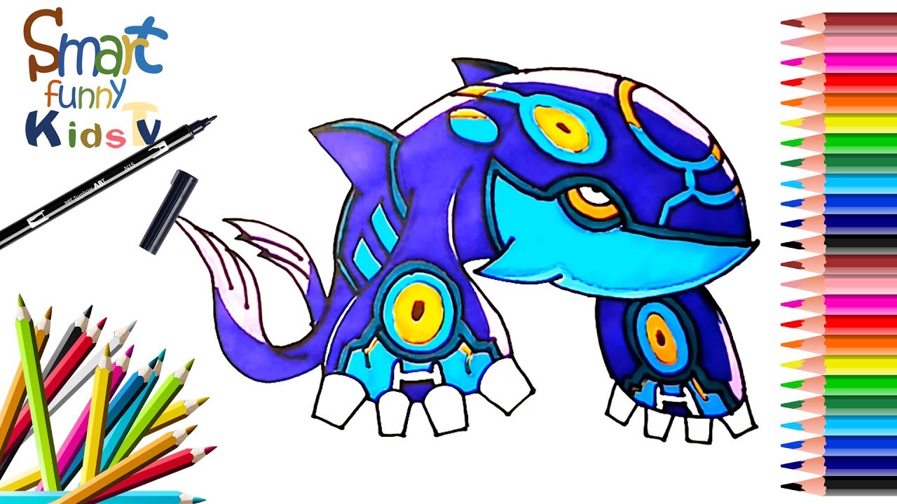 1280x720 How To Draw Primal Kyogre Pokemon Painting Coloring Sfk Tv - Kyogre Drawing