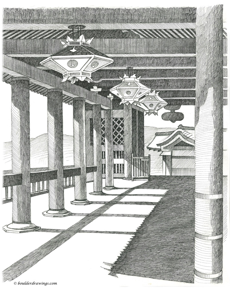 803x1006 japan pen and ink drawings - Kyoto Drawing